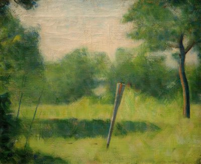 Paysage au piquet (landskap med en stang) av Georges Seurat