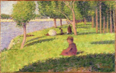 Sittende figurer, Study for A Sunday Afternoon on the Island of La Grande Jatte, 1884-85 (olje på trepanel) av Georges Seurat