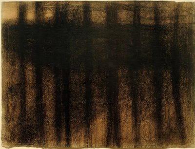 Trestammer reflektert i vann (Baumstämme, sich ...) av Georges Seurat
