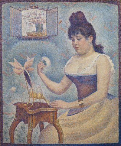 Ung kvinne som pudrer seg selv, ca. 1888-90 av Georges Seurat