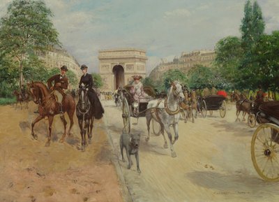 Ryttere og vogner på Avenue du Bois, 1910 av Georges Stein