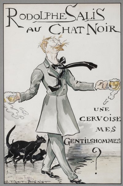 Rodolphe Salis med den svarte katten, ca. 1890. av Georges Tiret Bognet