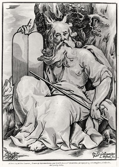 Moses, gravert av Ludwig Businck (ca. 1590-etter 1630) av Georges after Lallemand