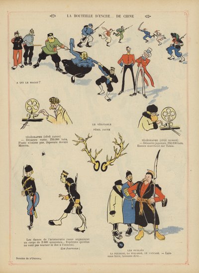 Satire over den russisk-japanske krigen. Illustrasjon for Le Rire av Georges d 1878 1937 Ostoya
