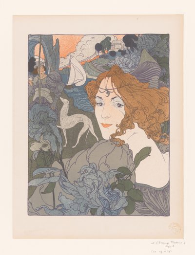 Dame med en adelsmann og mynde ved en elv Le tilbake av Georges de Feure