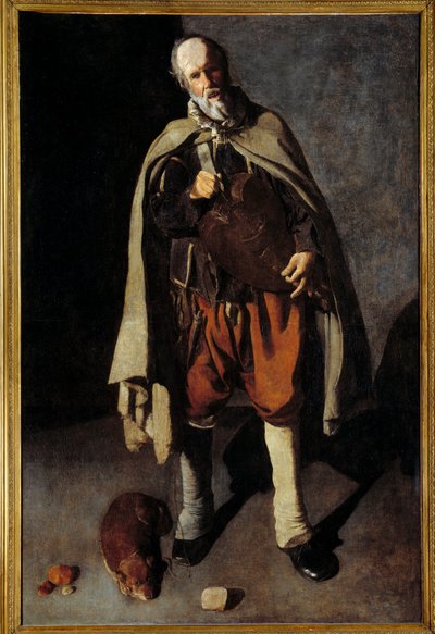 Den gamle hunden. Maleri av George of the Tower (1593-1652) av Georges de La Tour