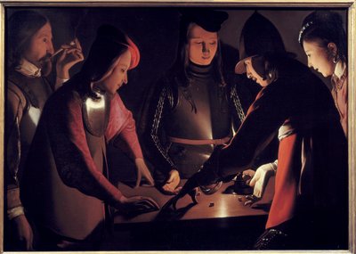 Spillere av. Maleri av Georges De La Tour (1593-1652) av Georges de La Tour