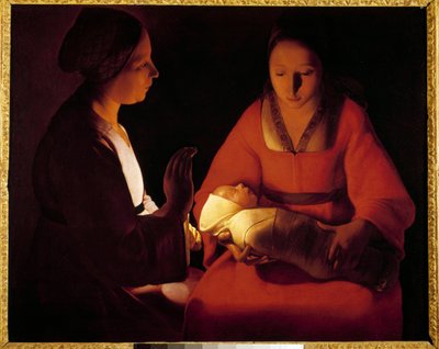 The New Born Child (The New Born Child). Maleri av Georges De La Tour (1593-1652) av Georges de La Tour