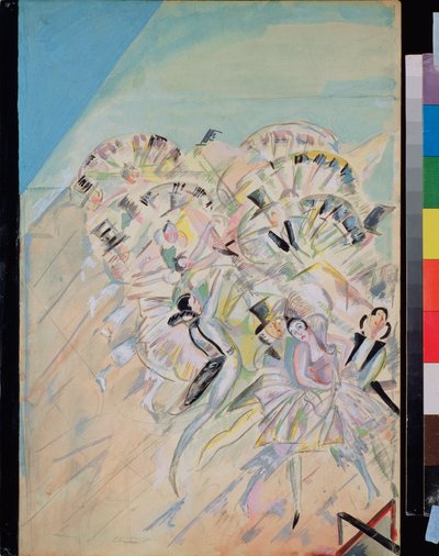 Forberedende dekor for operetten ""Girofle Girofla"" (Girofle-Girofla) av Charles Lecocq (1832-1918) (Scenedesign for operetten Girofle Giroflia, av Charles Lecocq) - Verk av Georgi Bogdanovich Yakulov (1884-1928), gouache på papir av Georgy Bogdanovich Yakulov