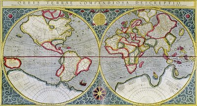 Verdenskart over Mercator (1587) - i "Universet og menneskeheten" av H. Kraemer av Gerard (after) Mercator
