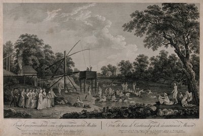 Utsikt over Serebryanichesky-badehusene i Moskva, 1796. av Gerard Barthe de la