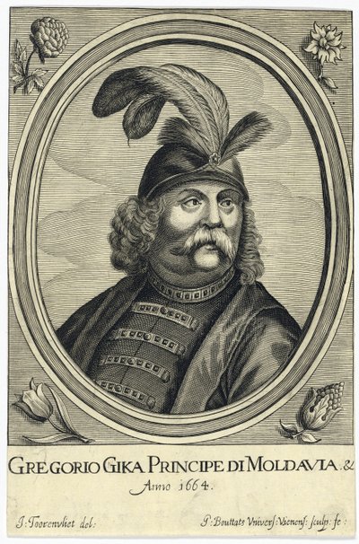 Grigore I Ghica (Ghika) (1628-1675), Prince of Wallachia par Bouttats, Gerard (ca. 1630-etter 1668). Kobberstikk, ca 1664, privat samling av Gerard Bouttats