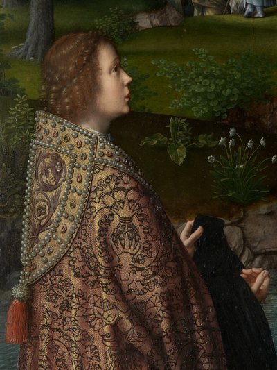 Detalj av sentralpanelet til Kristi dåp, ca. 1502-08 (olje på panel) av Gerard David