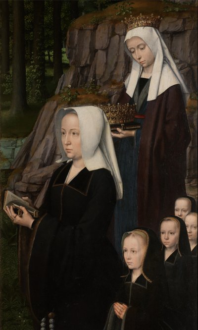 Detalj av høyre panel av Kristi dåp, ca. 1502-08 (olje på panel) av Gerard David