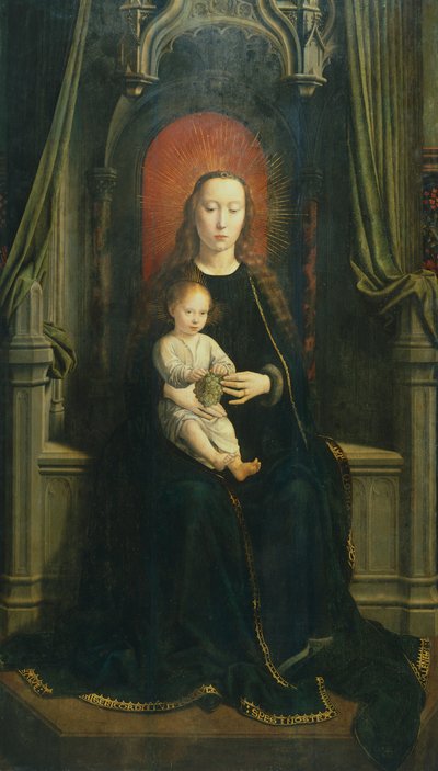 Enthroned Madonna with Child eller Madonna of Grapes, sentralpanelet til Cervara-altertavlen av Gerard David