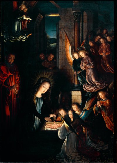 Nativite-maleri av Gerard David (1460-1523). 1495. Dim. 57x41 cm Wien, Kunsthistorisches Museum av Gerard David