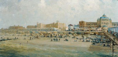 En sommerdag på Scheveningen-stranden ved Kurhaus (olje på lerret) av Gerard Delfgaauw
