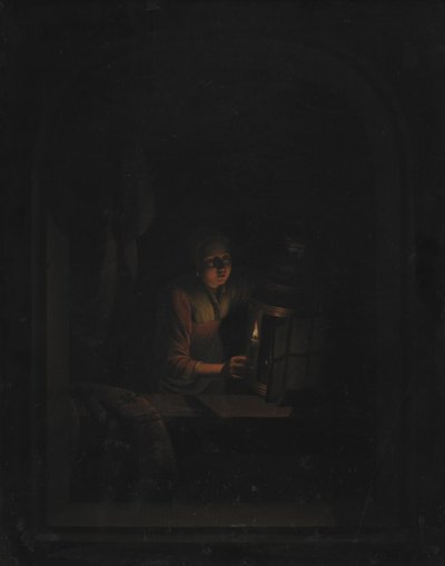 Jente med et stearinlys av Gerrit Dou
