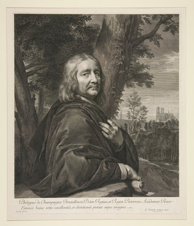 Philippe de Champaigne stående i et landskap av Gérard Edelinck