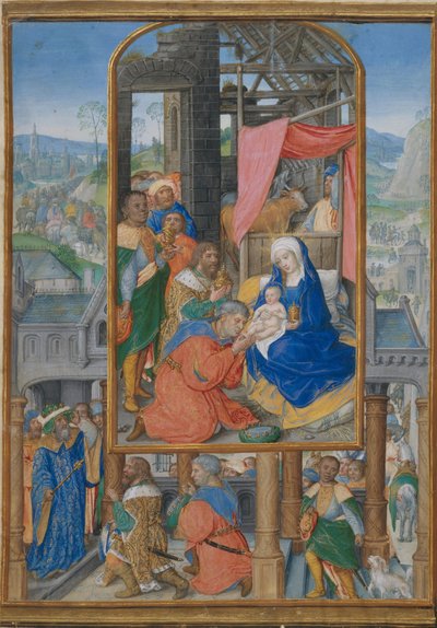 Manuskriptbelysning med tilbedelse av magiene, ca. 1515-25. av Gerard Horenbout