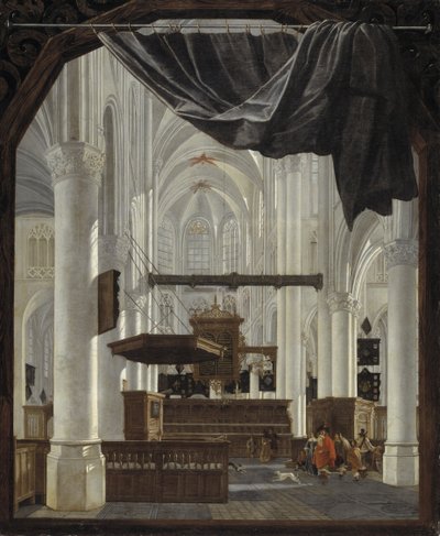 Interiør av Sint Gertrudiskerk i Bergen op Zoom av Gerard Houckgeest