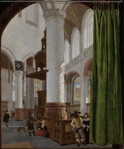 Interiør i den gamle kirken i Delft, 1654 av Gerard Houckgeest