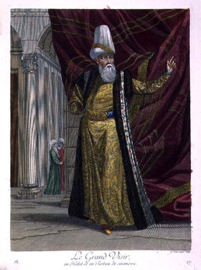 The Grand Vizir, i seremonielle kapper og turban av Gerard Jean Baptiste Scotin