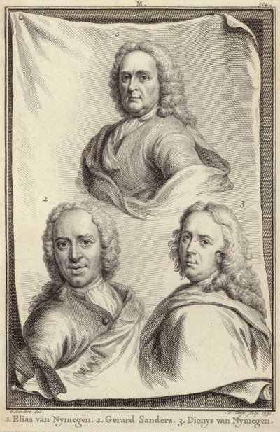 Portretter av Elias van Nijmegen, Gerard Sanders og Dionys van Nijmegen av Gerard Sanders