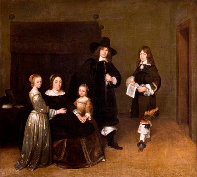 "" Portrett av en familie "" (Portrett av en familie) Maleri av Gerard Ter Borch (eller Terburg) den unge mannen (1617-1681) - 1656 - Olje på lerret Dim 78x86,5 cm Hallwylska Museet, Stockholm av Gerard ter Borch