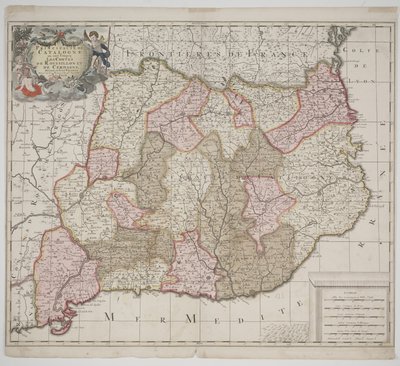 Fyrstendømmet Catalonia, ca. 1702 (håndfarget etsning) av Gerard Valck