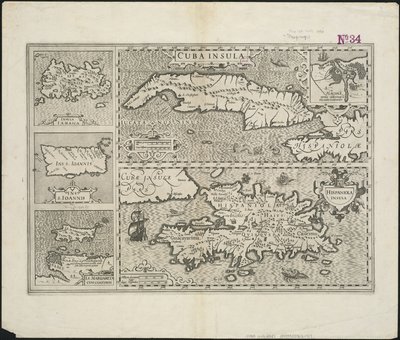 Cuba Insula ; Hispaniola Insula, gravert av Hendrik Hondius, 1633 av Gerard after Mercator