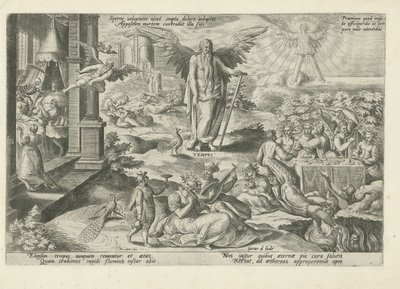 Far Tid midt blant lettbeinte mennesker Sperne uoluptates nocet empta dolore uoluptas (...) (tittel på objekt) Moraliserende allegorier om tid (serietittel) av Gerard de Jode