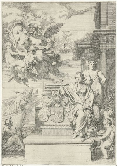 Allegori om handelen og familievåpenet til De Medici av Gerard de Lairesse