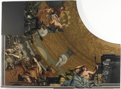 En del (nederst til venstre) av et takmaleri med Diana og hennes ledsagere som hovedskildring av Gerard de Lairesse
