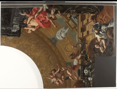 Del (øverst til høyre) av et takmaleri med Diana og hennes ledsagere som hovedskildring av Gerard de Lairesse
