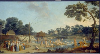 Utsikt over Serebryanicheskaya-badehusene i Moskva, Olje på lerret av Gerard de la Barthe - Statens russiske museum, St. Petersburg av Gerard de la Barthe