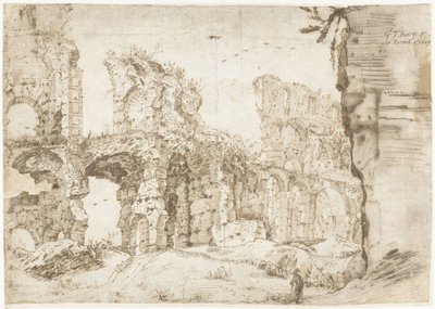 Ruinene av Colosseum, Roma, sett innenfra av Gerard ter Borch