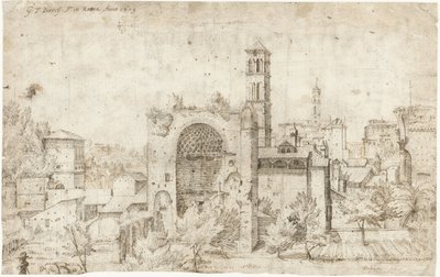 Ansicht der Apsis des Tempels der Venus und Roma und des Klosters S. Maria Nova, Rom von Gerard ter Borch