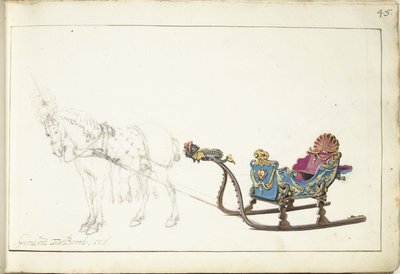 Hest og slede av Gerard ter Borch (II) (signed by artist)