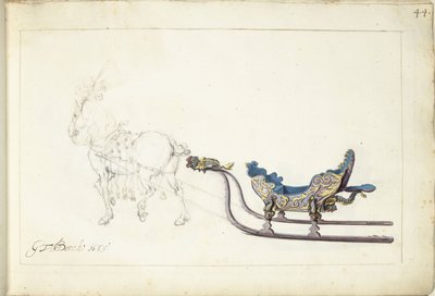 Hest og slede av Gerard ter Borch (II) (signed by artist)