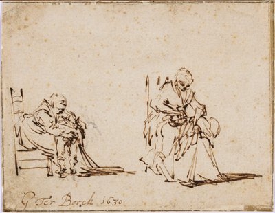 To studier av en kvinne som vasker et barn av Gerard ter Borch