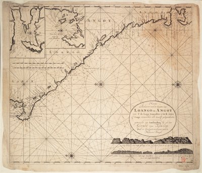 Kart over Guineabukta, Afrika, tidlig på 1700-tallet (gravering) av Gerard van Keulen