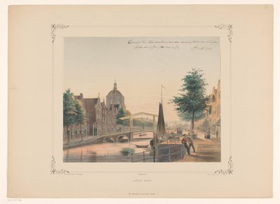 Utsikt over Oude Vest i Leiden Gammel vest (tittel på objekt) av Gerardus Johannes Bos