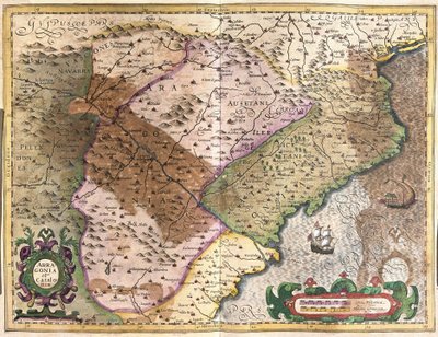 Aragon og Catalonia, Spania (gravering av Gerardus Mercator