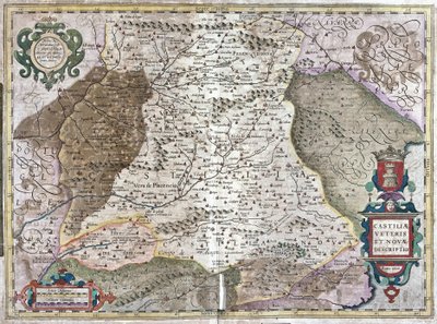 Castillia med Madrid og Toledo, Spania (gravering av Gerardus Mercator