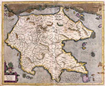 Hellas og Peloponnes (gravering av Gerardus Mercator