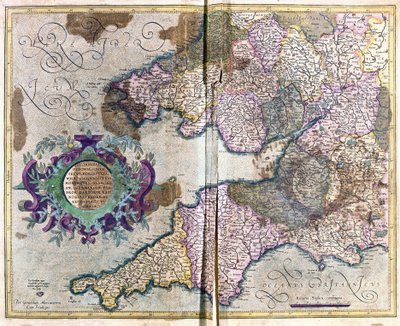 Sørvest-England (gravering av Gerardus Mercator