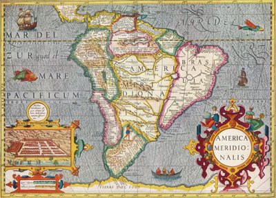 Sør-Amerika Amerika Meridionalis: fra Atlas of Gerardus Mercator, 1633, 1936 av Gerardus Mercator