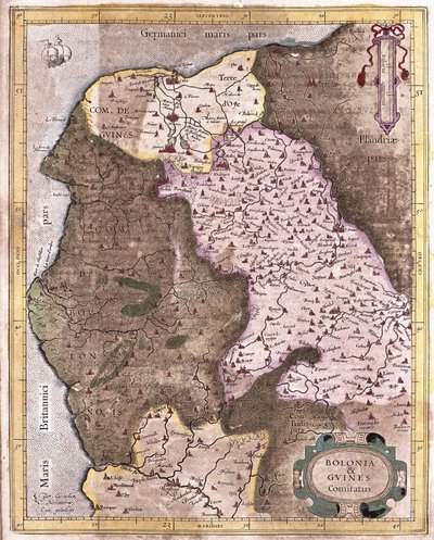 Kystlinjen fra Berck til Gravelines, Belgia (gravering av Gerardus Mercator