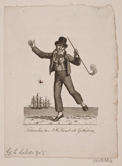 Dansende sjømann med pipe av Gerhard Ludvig Lahde